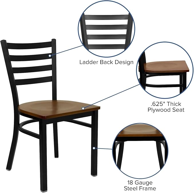 Flash Furniture HERCULES Series Black Ladder Back Metal Restaurant Chair - Image 4