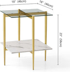 LumFurn Square Glass End Table, Mid-Century Modern Design Sofa Table, - Image 2