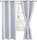 Room Darkening Curtains for Bedroom 2 Panels Greyish White, Energy Saving by Hiasan