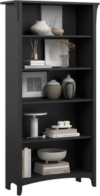 Bush Home Salinas 5 Shelf Bookcase in Vintage Black, Tall Bookshelf, Large Book - Image 6