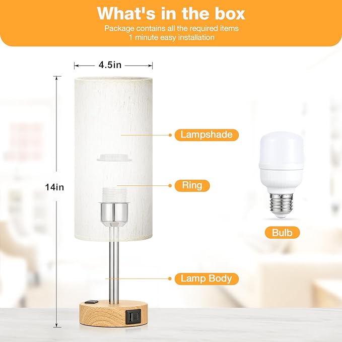 Fenmzee Bedside Table Lamp for Bedroom - Image 5