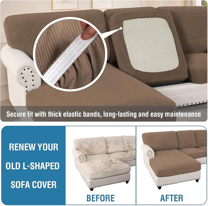 H.VERSAILTEX Sectional Couch Covers 3 Pieces Sofa Seat Cushion Covers L Shape - Image 6