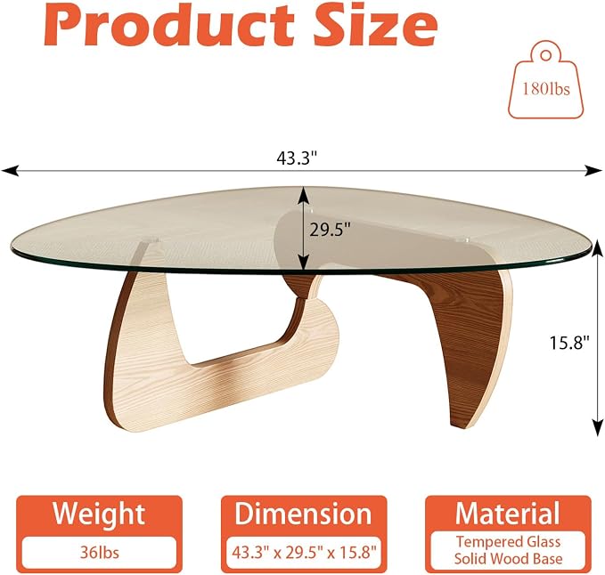 Modern Coffee Table for Living Room and Small Spaces, 43.3" x 29.5" x 15.8" - Image 2