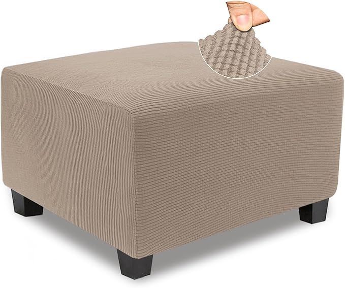 NeColorLife Stretch Ottoman Cover Square Oversized Soft Knitted Jacquard Thick by NeColorLife