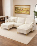 Karl home 99.6" Sectional Sofa, U-Shaped Chenille Upholstered Couch by Karlhome