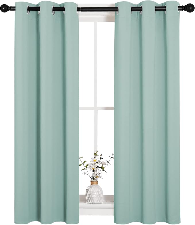 NICETOWN Thermal Insulated Curtains Blackout Draperies, Aqua Blue, 29 by 40 - Image 2