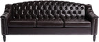 LEVNARY Mid-Century Modern Leather Couch, Chesterfield Sofa Sleeper Settee - Image 8