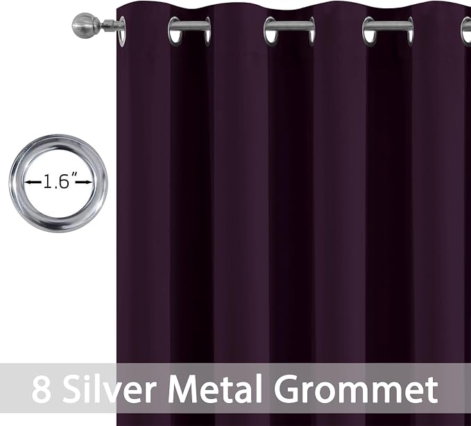 Yakamok Room Darkening Curtains 52x63 inch Length Dark Purple-Living Room | 2 - Image 2
