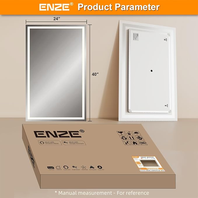 ENZE 24"x40" Smart Lighted Bathroom Mirror - Image 9