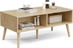 ZttRiee Coffee Table with Storage, Boho Dining Table with Rattan Drawer and - Image 6