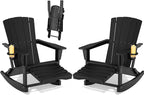 Adirondack Rocking Chair with Retractable Ottoman Set of 2, Outdoor Folding by Unknown