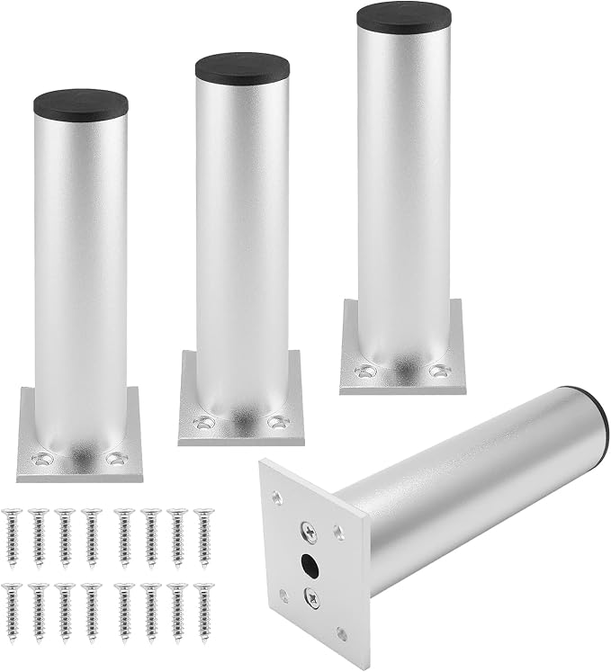 Set of 4 Furniture Legs 6 Inch, Adjustable Aluminum Alloy Cabinet Legs by Kyuionty
