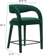 Modway EEI-6566-GRN-BLK Pinnacle Performance Velvet Counter Stool Set of Two - Image 3