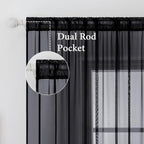 MIULEE 2 Panels Sheer Curtains for Living Room 54 X 90 Inches Black | Window - Image 2
