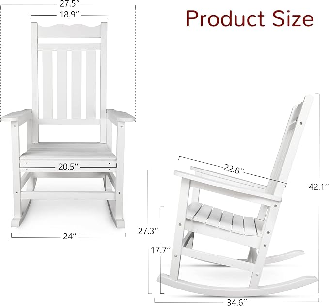 Stoog Set of 2 Outdoor Rocking Chairs, HIPS Plastic Porch Rocker - Image 3