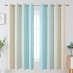 Aqua and Beige Ombre Blackout Curtains - Image 2