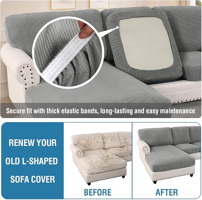 H.VERSAILTEX Sectional Couch Covers 6 Pieces Stretch Sofa Covers - Image 6