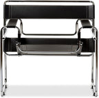 Baxton Studio Wassily Style Mid Centry Modern Accent Chair, Steel Frame and - Image 3