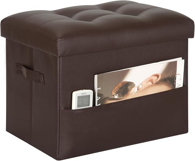 BelugaHelper Storage Ottoman Foot Rest Stool, Foldable Leather Footstool by YourHomeDeservesBetter