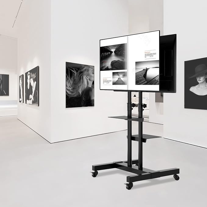 Mobile TV Stand Rolling TV Cart Floor Stand - Image 3