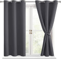 Blackout Curtains for Bedroom, Dark Grey, 38 x 54 Inch, 2 Panels | Thermal by Hiasan