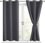 Blackout Curtains for Bedroom, Dark Grey, 38 x 54 Inch, 2 Panels | Thermal by Hiasan