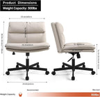 EMIAH Criss Cross Chair with Wheels Home Office Desk Chairs PU-Padded Vanity - Image 3