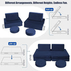MeMoreCool Kids Couch for Playroom, 8-Piece Modular Toddler Play Couch in Navy - Image 8