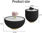 Round Marble Coffee Table Set of 2, 2 Piece Coffee Table and End Table - Image 2