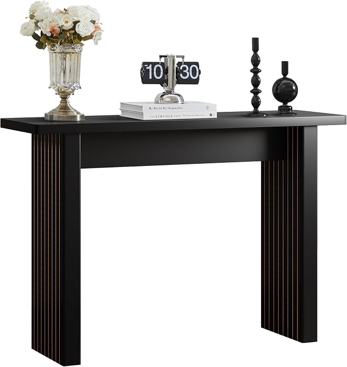AVZEAR Mid Century Narrow Entryway Console Table, 43.3" Fluted Wood Couch Table - Image 9