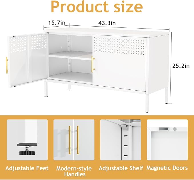 Tokawa Metal Storage Cabinet, 2-Door Short Locker Cabinets - Image 2