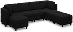 Belffin 114.2" Modular Sectional Sofa Corduroy 7 Seats U Shaped Sofa Couch - Image 9