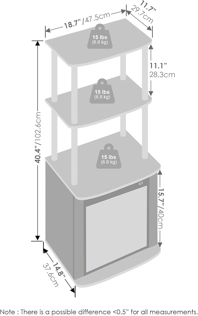 Furinno Turn-N-Tube Side Table, 3-Tier NO Heat Fireplace End Table - Image 3