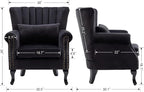 Accent Chairs Set of 2 with Arm Comfy Velvet Living Room Chair Mid-Century - Image 3