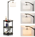 Round Side Table with Lamp and USB Ports, 3-Tier Small End Table by RISWER