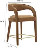 Modway EEI-6566-BRN-GLD Pinnacle Performance Velvet Counter Stool Set of Two - Image 3
