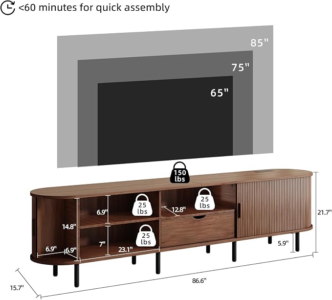 86.6" Mid-Century TV Stand - Image 2