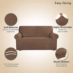 Easy-Going Stretch Loveseat Couch Covers Washable Brown | 1-Piece Loveseat - Image 3