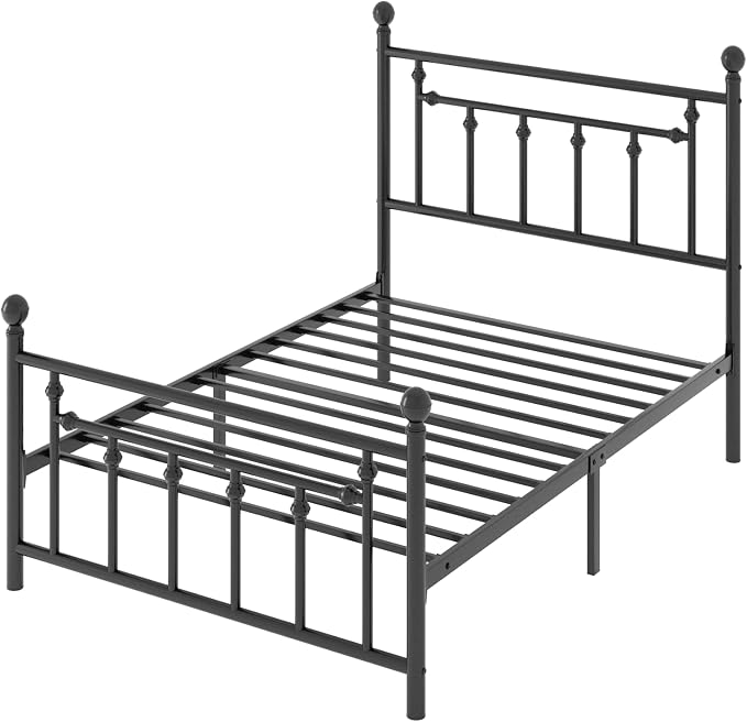 SHA CERLIN 14" Twin Size Metal Platform Bed Frame/Victorian Headboard and - Image 8