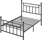 SHA CERLIN 14" Twin Size Metal Platform Bed Frame/Victorian Headboard and - Image 8