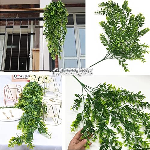 Artificial Hanging Vine, Faux Plastic Leaves Ivy Plants Fake Greenery Plant UV Resistant Vines Decor for Bedroom Indoor Outdoor Home Kitchen Garden Office Wall Wedding Christmas Decoration 2 Pack - Image 3