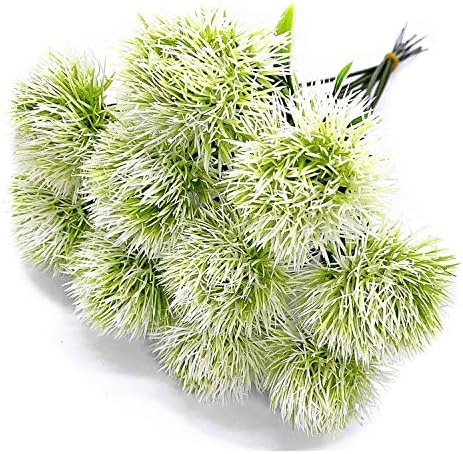 CATTREE Artificial Dandelion Flowers, Plastic Plants Shrubs Bushes Fake Grass Wedding Indoor Outdoor Home Garden Verandah Centerpieces Arrangements Party Decoration Planting Filler - White 10 Pcs by CATTREE