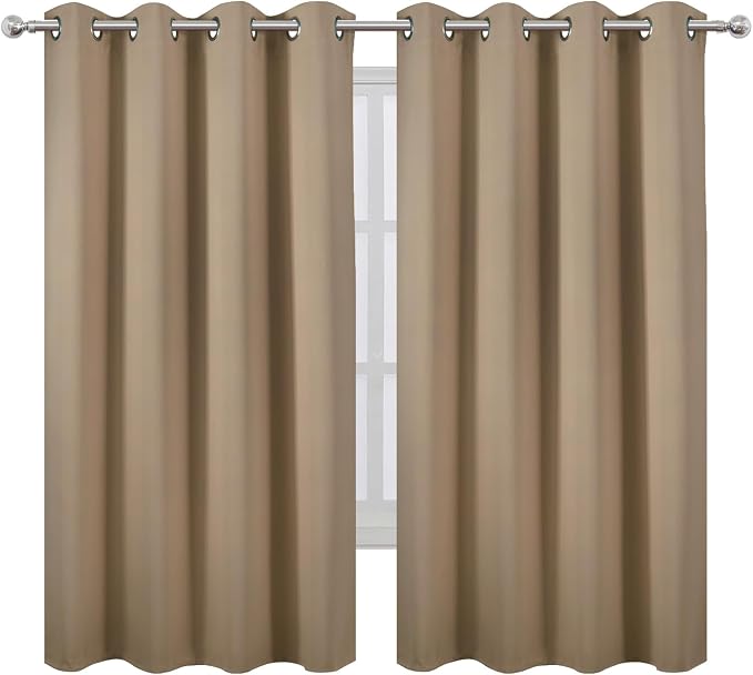 Natural Blackout Curtains 66 x 63 Inch Length/Set of 2 Curtain Panels/Thermal - Image 2