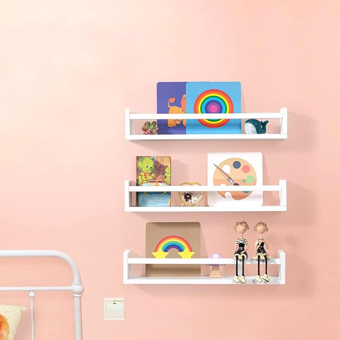 AZSKY Nursery Bookshelves White, 24 Inch Floating Bookshelves - Image 4