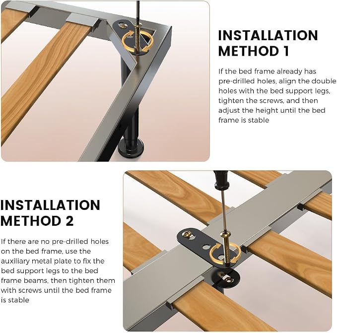 4Pcs Bed Frame Support Leg, Adjustable 14" to 23.6", Increase Under-Bed Storage - Image 7