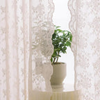 YJ YANJUN Vintage Lace Curtains 84 Inches Long-Victorian Floral Dusty Pink - Image 2