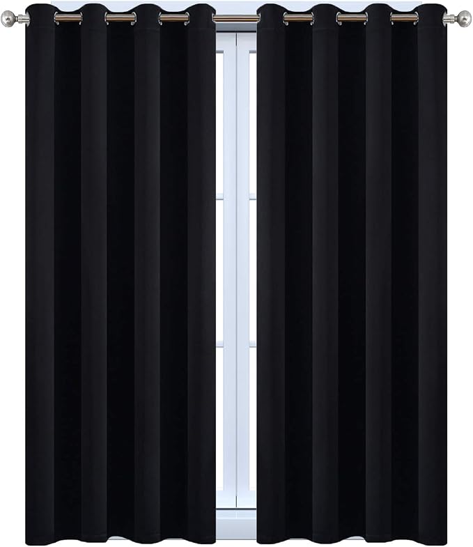 Yakamok Room Darkening Curtains 52x45 inch Length Black-Living Room | 2 panels - Image 9