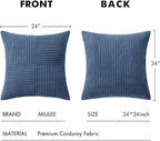 MIULEE Dusty Blue Decorative Euro Sham Pillow Covers 24x24 Inch 2 Pack | - Image 7
