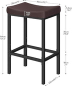 HOOBRO Bar Chairs, 24.8 Inches, 2.4" Thick Upholstery, - Image 3