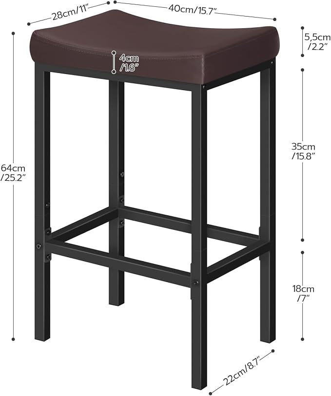 HOOBRO Bar Chairs, 24.8 Inches, 2.4" Thick Upholstery, - Image 3